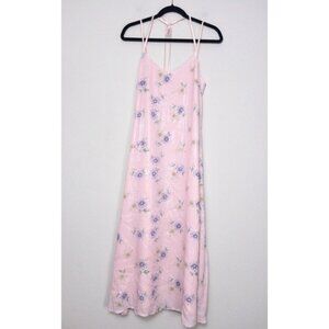 NEW Endless Rose Free The Roses Sequin Floral Slip Maxi Dress S Pink Halter Tie